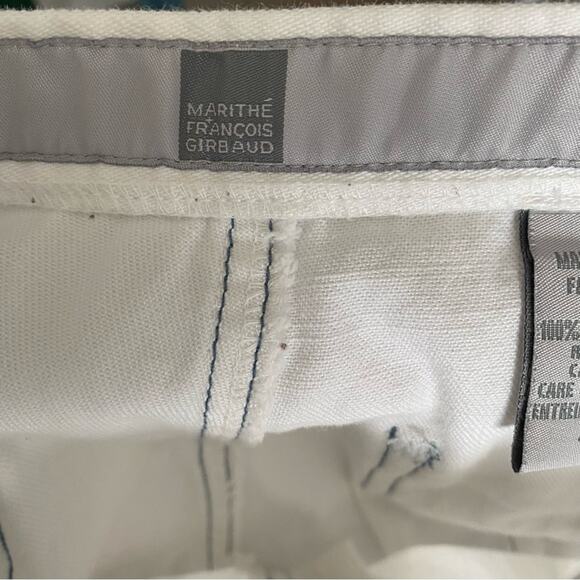 Marithe Francois Girbaud White Denim Capri Cropped Rainbow Embroidered Jeans 27 - Picture 11 of 11